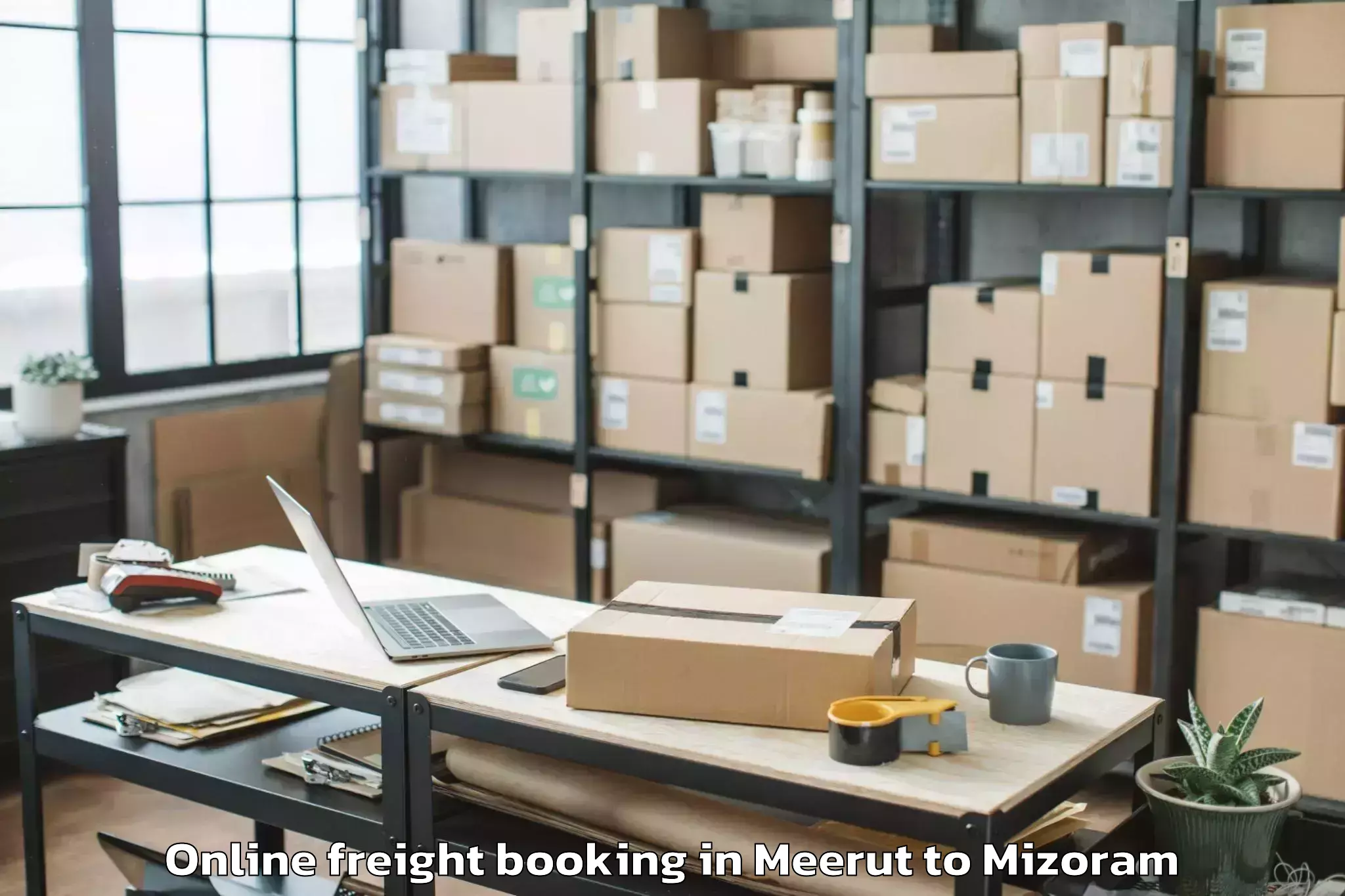 Top Meerut to Saiha Online Freight Booking Available